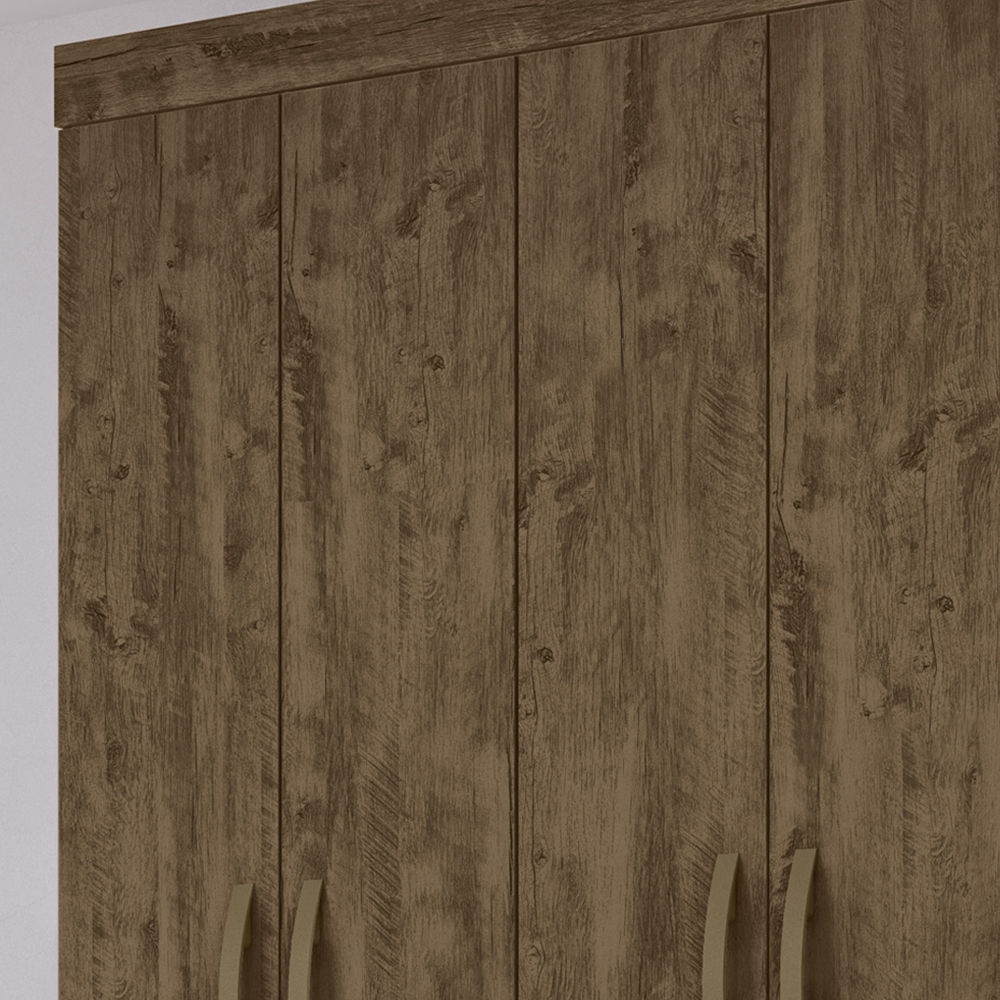 Guarda Roupa Solteiro 4 Portas Com Espelho 8523 Castanho Wood Moval