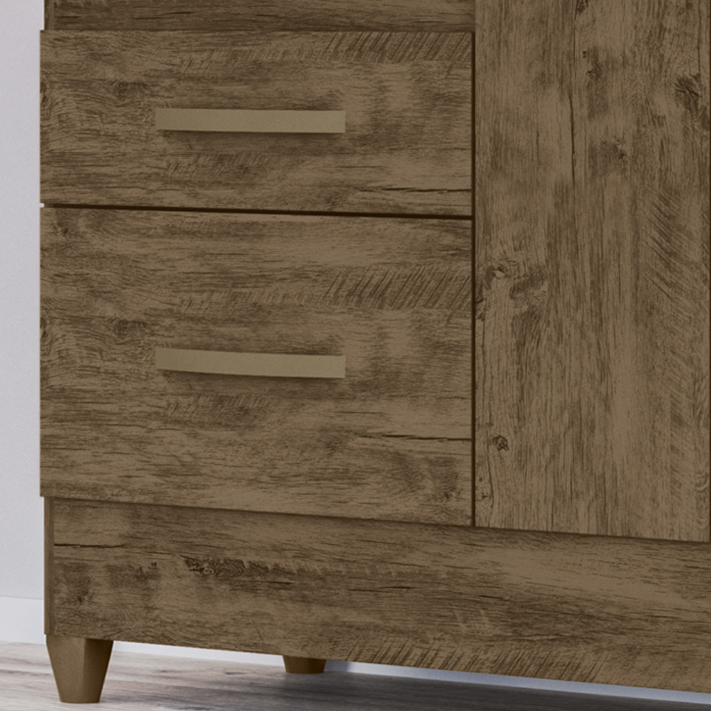 Guarda Roupa Solteiro 4 Portas Com Espelho 8523 Castanho Wood Moval
