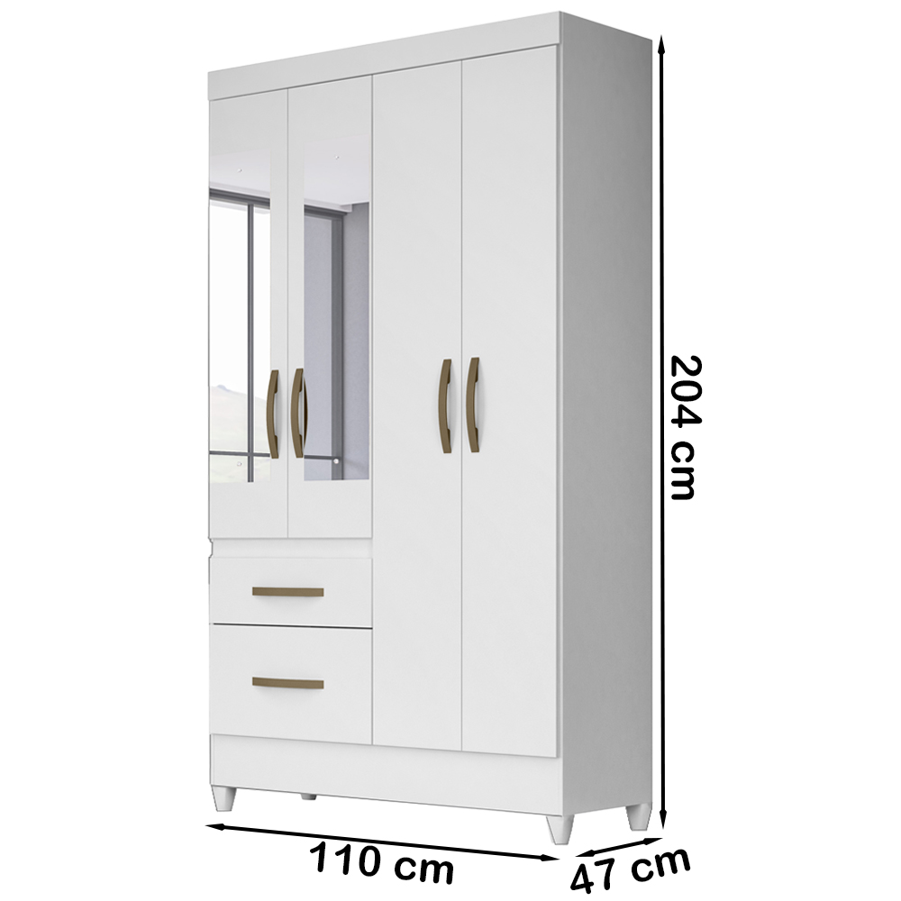 Guarda Roupa Solteiro 4 Portas Com Espelho 8524 Branco Flex Moval