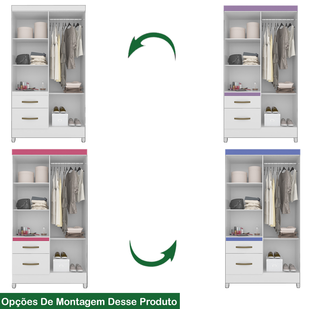 Guarda Roupa Solteiro 4 Portas Com Espelho 8524 Branco Flex Moval