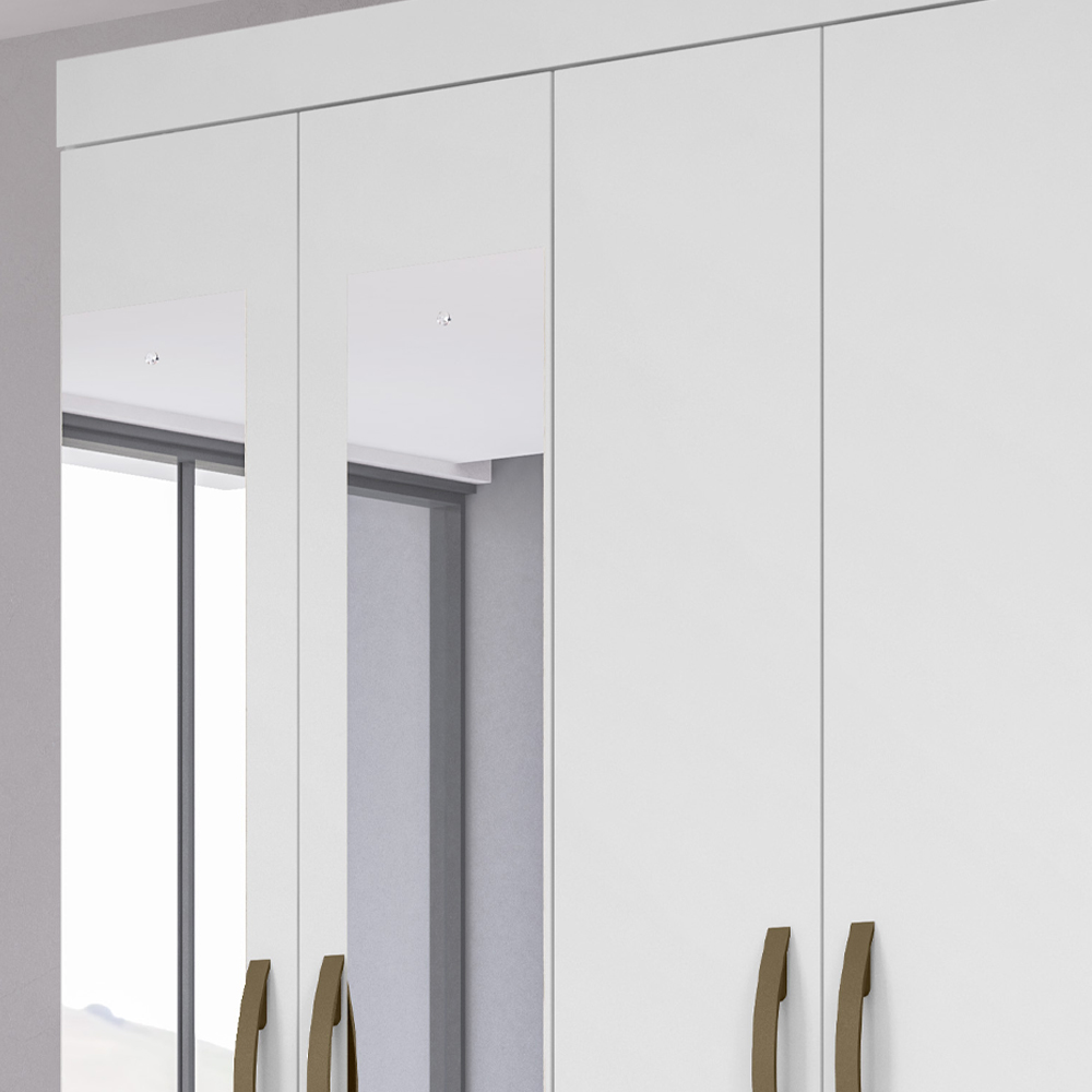 Guarda Roupa Solteiro 4 Portas Com Espelho 8524 Branco Flex Moval