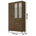 Guarda Roupa Solteiro 4 Portas Com Espelho 8703 Castanho Wood Moval