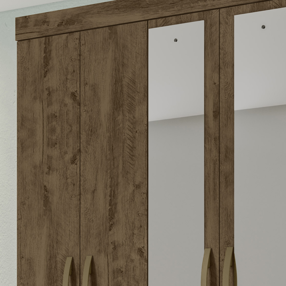Guarda Roupa Solteiro 4 Portas Com Espelho 8703 Castanho Wood Moval