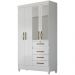 Guarda Roupa Solteiro 4 Portas Com Espelho 8704 Branco Flex Moval