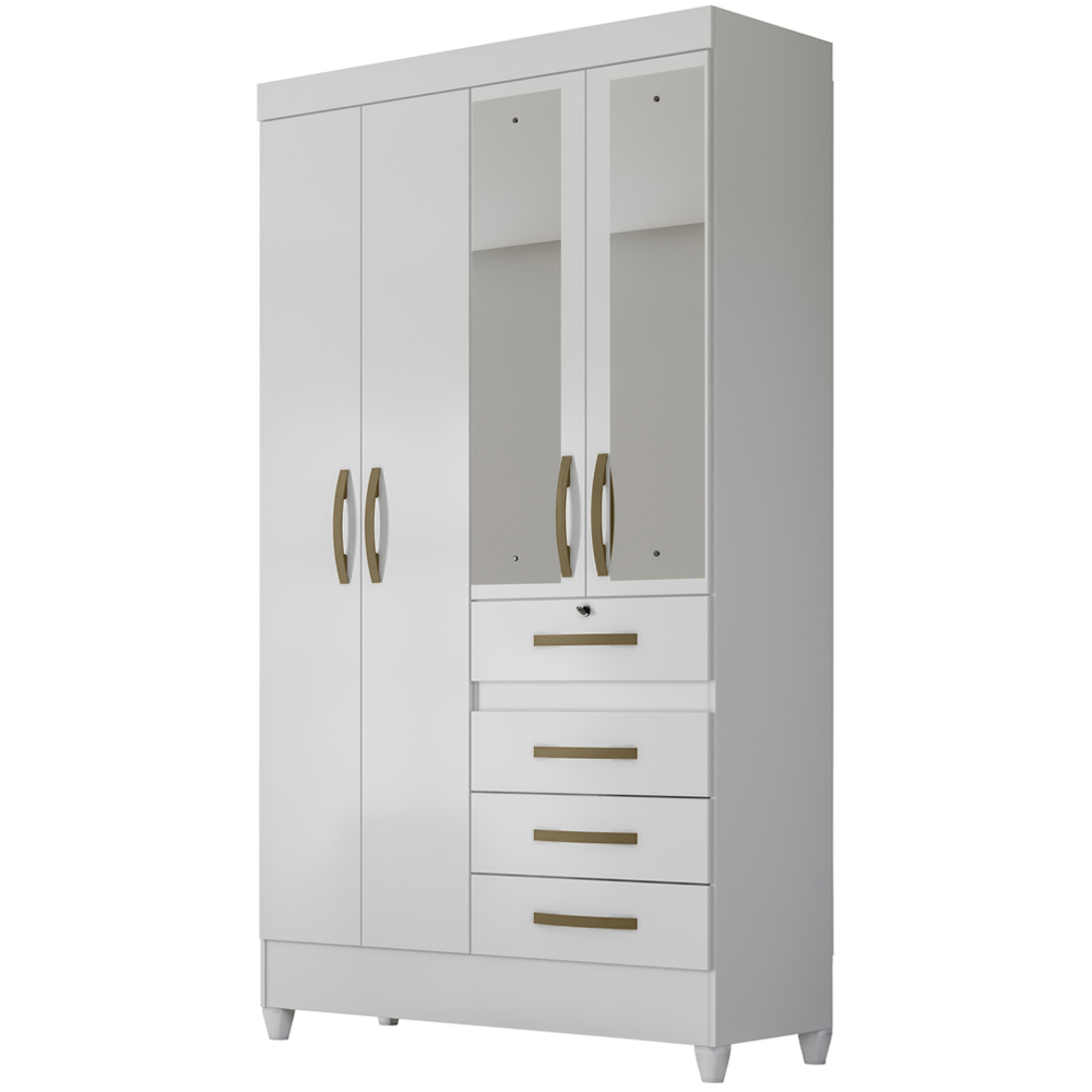 Guarda Roupa Solteiro 4 Portas Com Espelho 8704 Branco Flex Moval