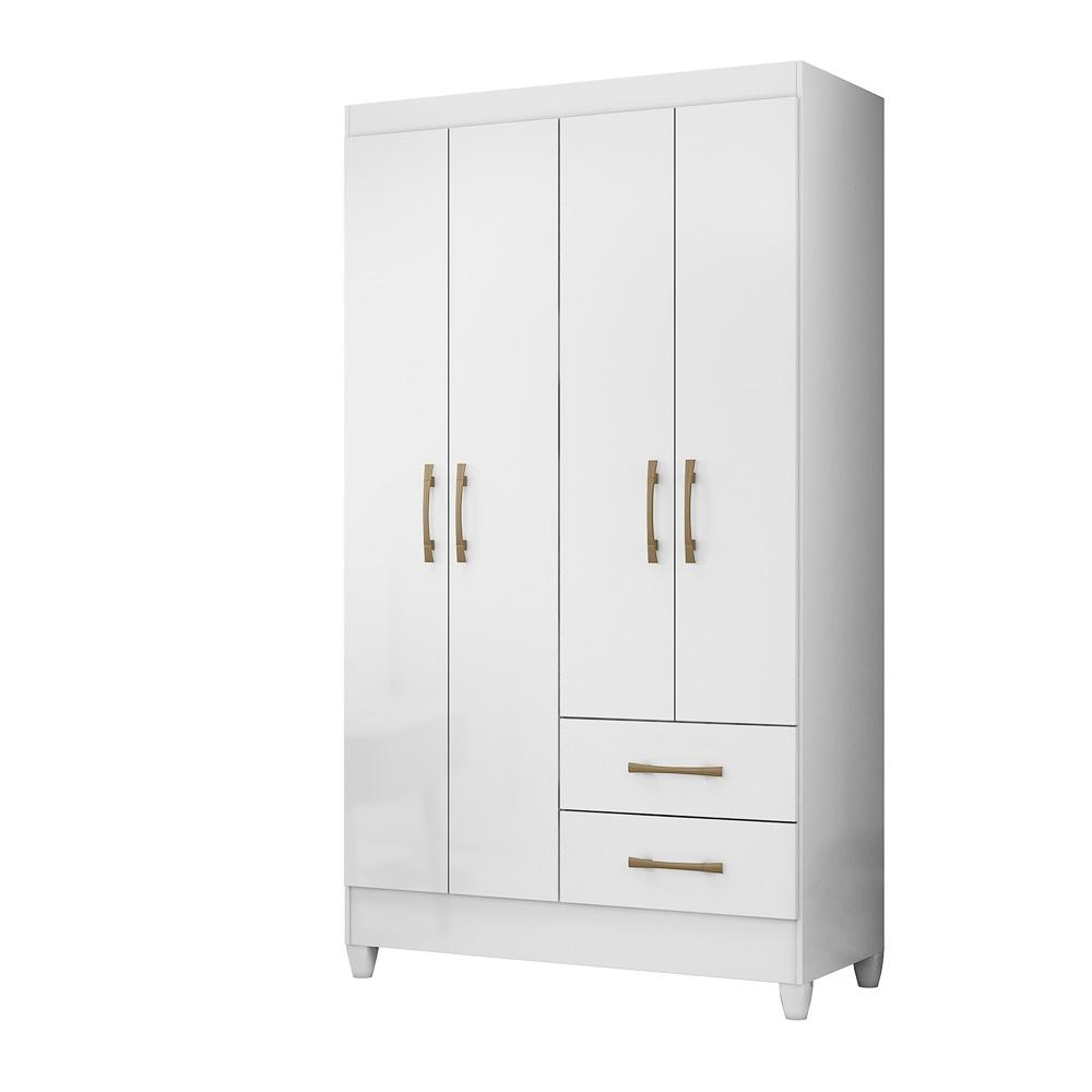 Guarda Roupa Solteiro 4 portas 2 gavetas Branco Chile - Moval