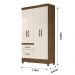 Guarda Roupa Solteiro 4 portas 2 gavetas Castanho Wood / Off White Madri - Moval