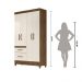 Guarda Roupa Solteiro 4 portas 2 gavetas Castanho Wood / Off White Madri - Moval
