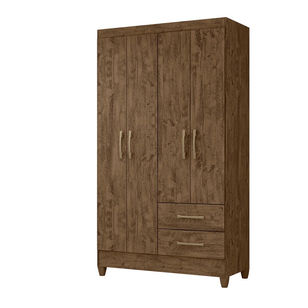 Guarda Roupa Solteiro 4 portas 2 gavetas Castanho Wood Chile - Moval
