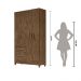 Guarda Roupa Solteiro 4 portas 2 gavetas Castanho Wood Madri - Moval