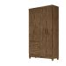 Guarda Roupa Solteiro 4 portas 2 gavetas Castanho Wood Madri - Moval
