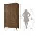 Guarda Roupa Solteiro 4 portas 2 gavetas Chile - Castanho Wood