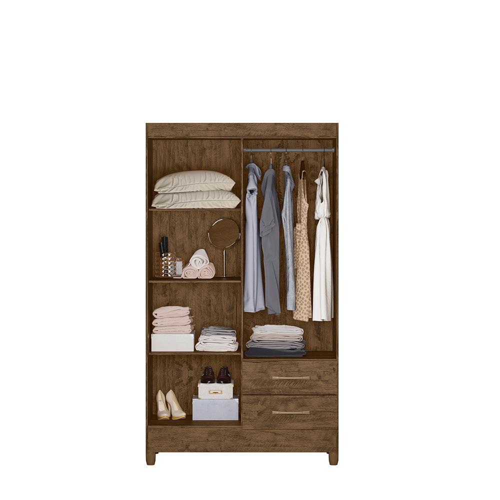 Guarda Roupa Solteiro 4 portas 2 gavetas Chile - Castanho Wood