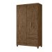 Guarda Roupa Solteiro 4 portas 2 gavetas Chile - Castanho Wood
