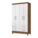 Guarda Roupa Solteiro 4 portas 2 gavetas Chile - Naturale / Branco