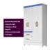 Guarda Roupa Solteiro 4 portas 2 gavetas Madri - Branco / Rosa / Azul / Lilas Flex
