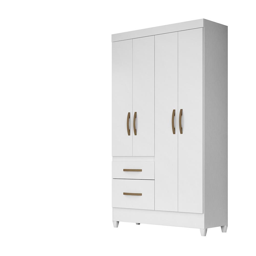 Guarda Roupa Solteiro 4 portas 2 gavetas Madri - Branco / Rosa / Azul / Lilas Flex