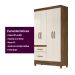 Guarda Roupa Solteiro 4 portas 2 gavetas Madri - Castanho Wood / Off White
