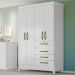 Guarda Roupa Solteiro 4 portas 4 gavetas Branco / Rosa / Azul / Lilas Flex Sobral - Moval