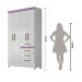 Guarda Roupa Solteiro 4 portas 4 gavetas Branco / Rosa / Azul / Lilas Flex Sobral - Moval
