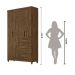 Guarda Roupa Solteiro 4 portas 4 gavetas Castanho Wood Sobral - Moval