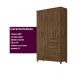 Guarda Roupa Solteiro 4 portas 4 gavetas Castanho Wood Sobral - Moval