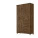 Guarda Roupa Solteiro 4 portas 4 gavetas Sobral - Castanho Wood