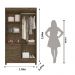 Guarda Roupa Solteiro 4 portas com espelho 2 gavetas Castanho Wood Madri - Moval