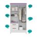 Guarda Roupa Solteiro 4 portas com espelho 2 gavetas Madri - Branco / Rosa / Azul / Lilas Flex