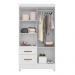 Guarda Roupa Solteiro 4 portas com espelho 2 gavetas Madri - Branco / Rosa / Azul / Lilas Flex