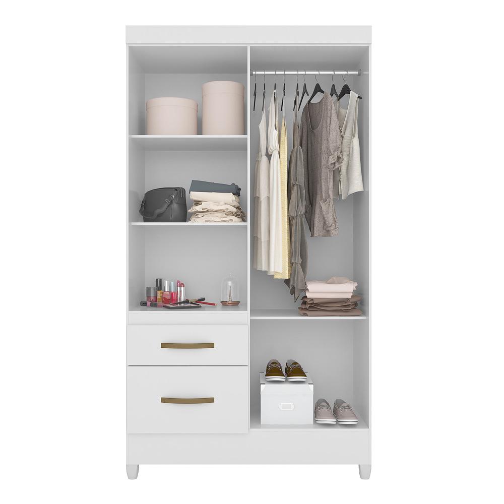 Guarda Roupa Solteiro 4 portas com espelho 2 gavetas Madri - Branco / Rosa / Azul / Lilas Flex