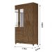 Guarda Roupa Solteiro 4 portas com espelho 2 gavetas Madri - Castanho Wood