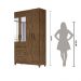 Guarda Roupa Solteiro 4 portas com espelho 2 gavetas Madri - Castanho Wood