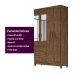 Guarda Roupa Solteiro 4 portas com espelho 2 gavetas Madri - Castanho Wood