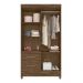 Guarda Roupa Solteiro 4 portas com espelho 2 gavetas Madri - Castanho Wood