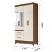 Guarda Roupa Solteiro 4 portas com espelho 2 gavetas Madri - Castanho Wood / Off White