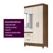 Guarda Roupa Solteiro 4 portas com espelho 2 gavetas Madri - Castanho Wood / Off White
