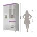 Guarda Roupa Solteiro 4 portas com espelho 4 gavetas Branco / Rosa / Azul / Lilas Flex Sobral
