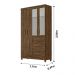 Guarda Roupa Solteiro 4 portas com espelho 4 gavetas Sobral - Castanho Wood