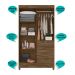 Guarda Roupa Solteiro 4 portas com espelho 4 gavetas Sobral - Castanho Wood