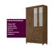 Guarda Roupa Solteiro 4 portas com espelho 4 gavetas Sobral - Castanho Wood