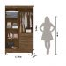 Guarda Roupa Solteiro 4 portas com espelho 4 gavetas Sobral - Castanho Wood