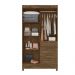 Guarda Roupa Solteiro 4 portas com espelho 4 gavetas Sobral - Castanho Wood