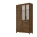 Guarda Roupa Solteiro 4 portas com espelho 4 gavetas Sobral - Castanho Wood