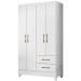 Guarda Roupa Solteiro Chile 4P 103 cm Branco Moval