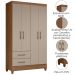 Guarda Roupa Solteiro Chile 4P 103 cm Carvalho Fendi Moval