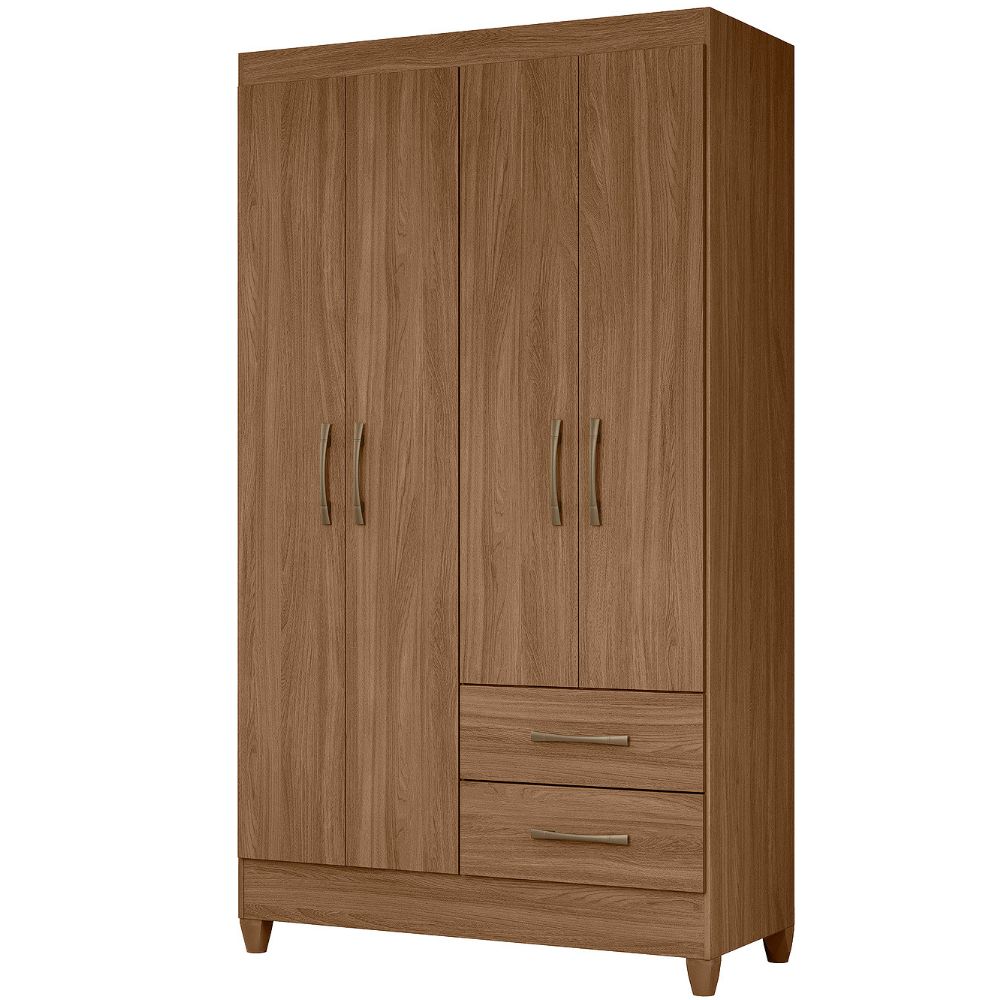 Guarda Roupa Solteiro Chile 4P 103 cm Carvalho Moval