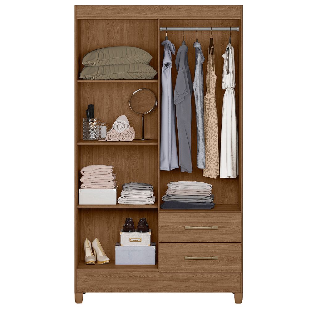 Guarda Roupa Solteiro Chile 4P 103 cm Carvalho Moval