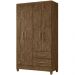 Guarda Roupa Solteiro Chile 4P 103 cm Castanho Wood Moval