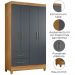 Guarda Roupa Solteiro Chile 4P 103 cm Freijo Cinza Moval